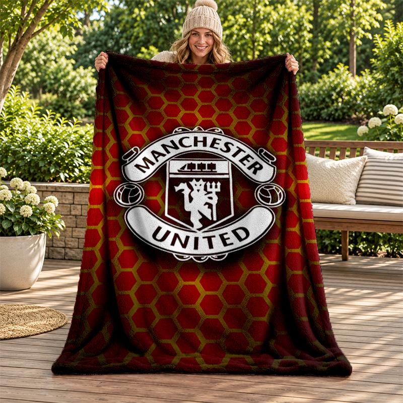 FC Manchester Blanket Flannel Blanket Soft Cozy Plush Throw for Sofa Bed Lightweight Home Decoration Gifts for Christmas Various Holidays