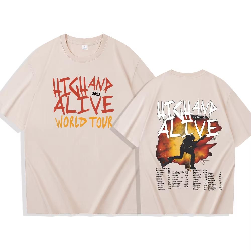 Keith-Urban High and Alive Tour 2025 Sommer-T-Shirt Harajuku Rundhals-Freizeithemd Geschenk Herren- und Damen-Sommer-T-Shirt