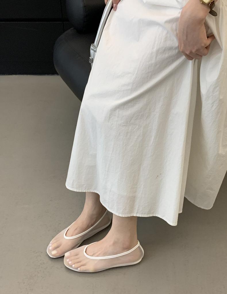2025 summer new square head shallow mouth flat bottom mesh yarn breathable casual temperament one pedal lazy single shoes sandals women