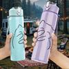 1PC Cat Face Heart Sketch 750ml Color Plastic Sports Water Bottle Leakproof Flip Straw Lid Suitable for Sports Office Home Use
