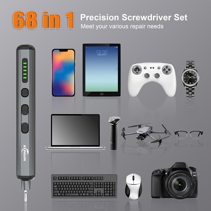 68 w 1 Magnetyczny Zestaw Wierteł, Mini Elektryczny Śrubokręt, Akumulatorowy Przenośny Zestaw Naprawczy, Odpowiedni Do Elektroniki Laptopów, Okularów, Zegarów, Smartfonów