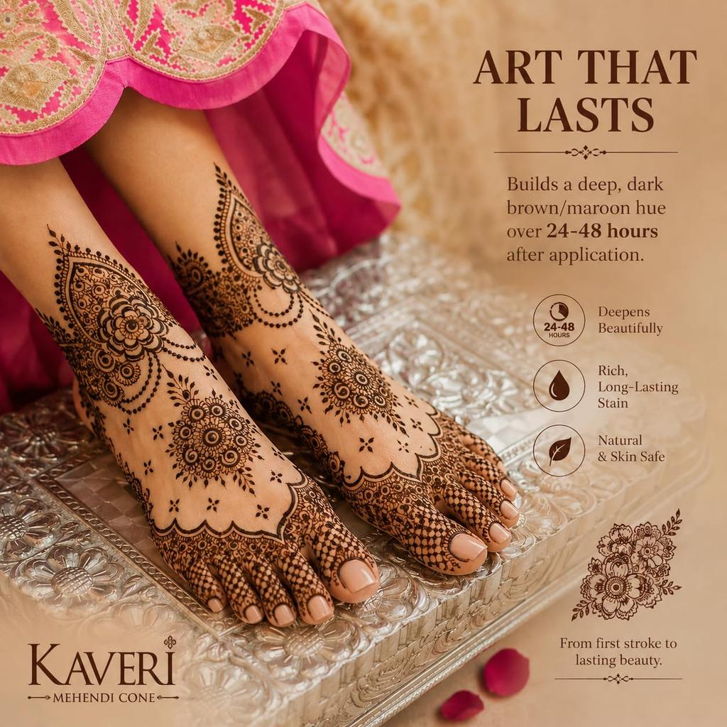 Kaveri Natürliche Henna Mehandi Kegel Für Hand- und Haarkunst Traditionelle Rajasthani Paste Für Brauthochzeitsgebrauch 24er Pack