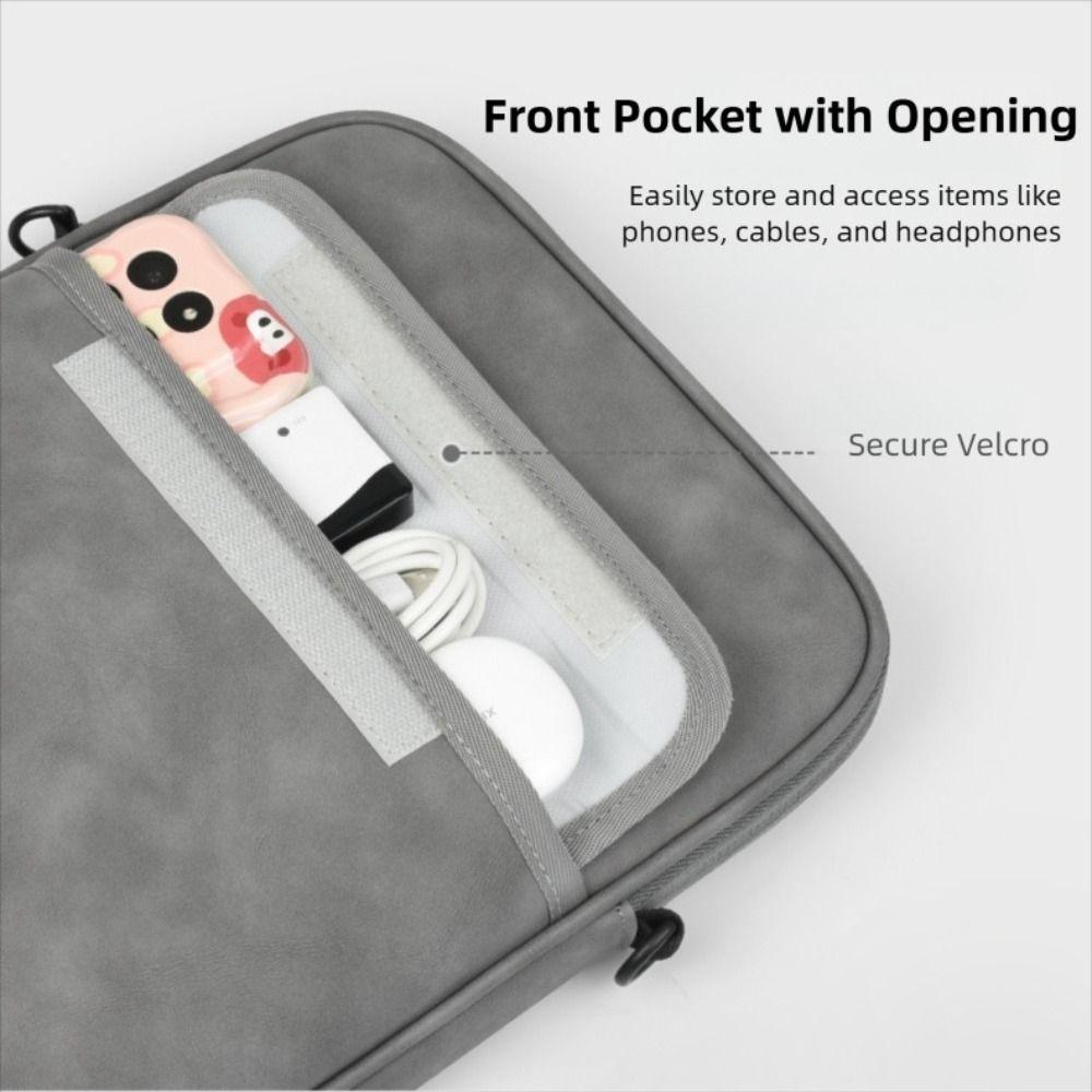 Universal 11-13inch Tablet Case Adjustable Nappa Leather Laptop Sleeve Case with Shoulder Strap Waterproof Laptop Shoulder Bag
