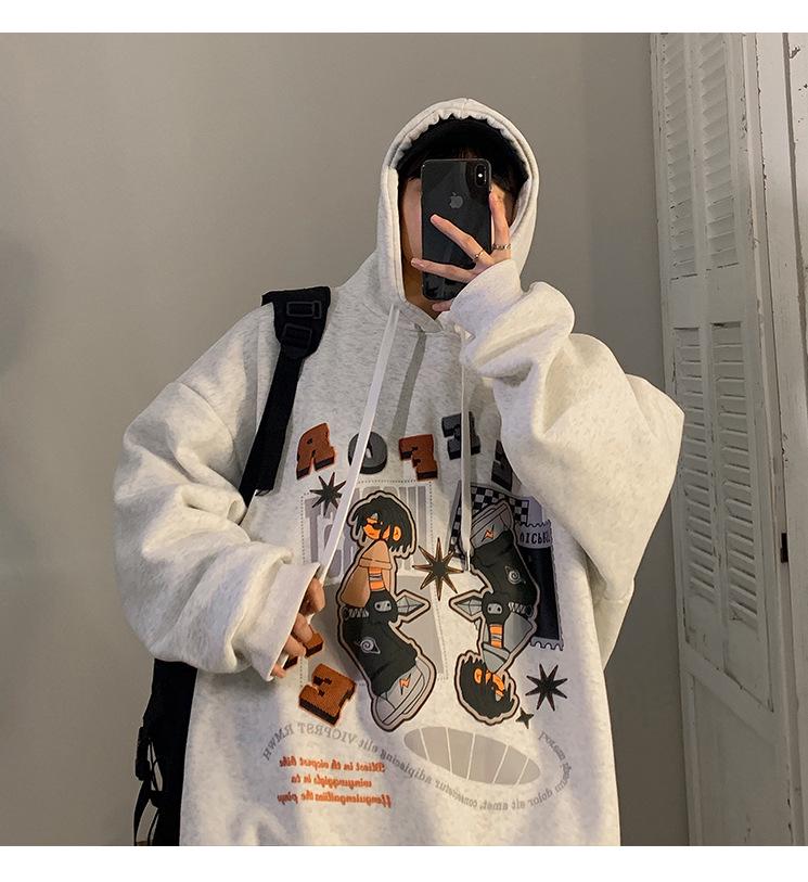 Men's Oversize Heavyweight Hoodie - Autumn/Winter Hip-Hop Style with Thickened Velvet