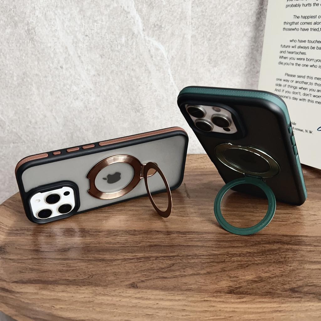 Magnetic Stand Suitable for IPhone16 Phone Case, Apple 15Promax, Two-color Shield Armor, Anti-slip Edge, Simple