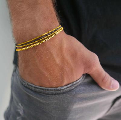 4pcs Vintage Stainless Steel Bracelets Set for Men Women Fashion Minimalist Box Chain Bracelet Daily Wear Unisex Jewelry Gifts