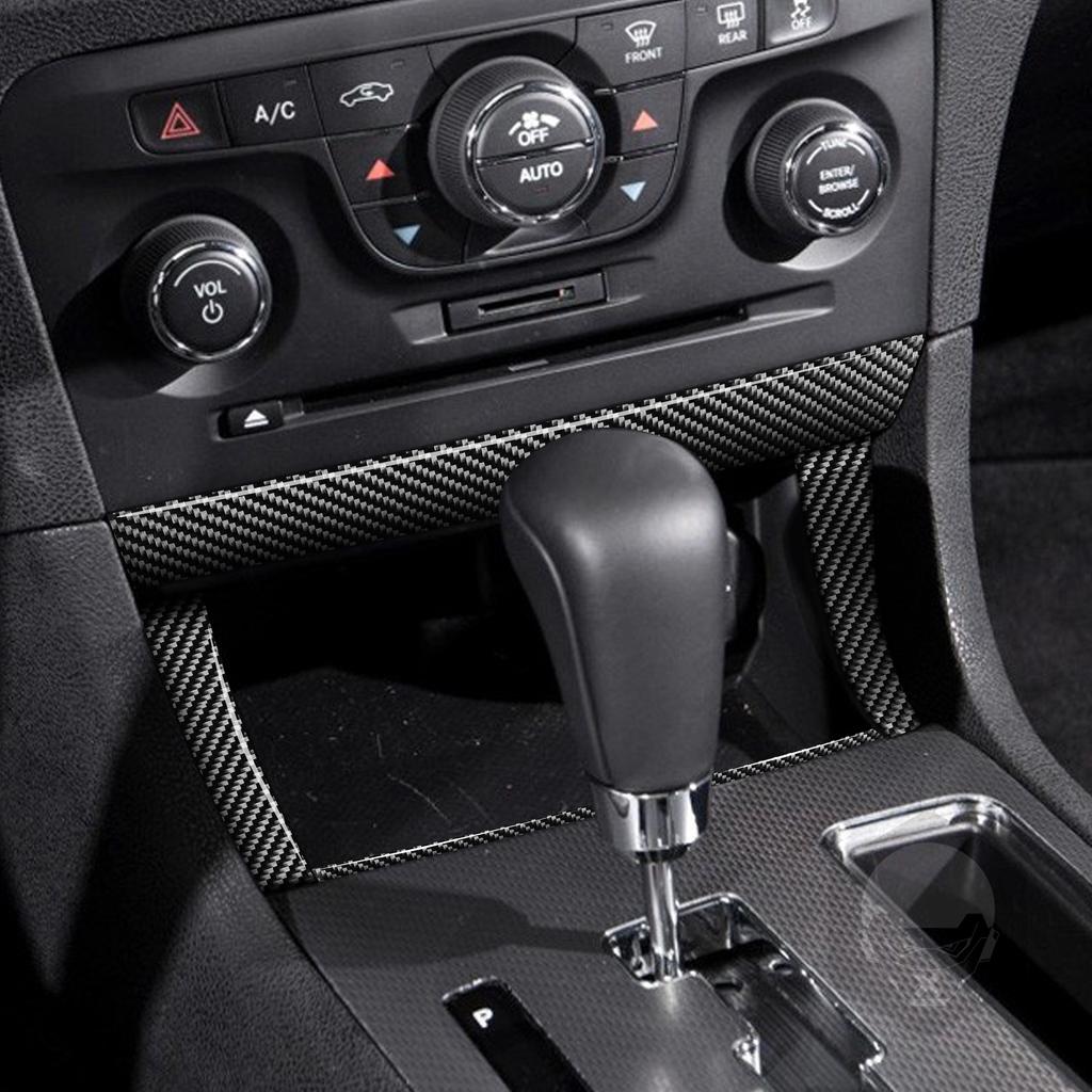 BII1 For Dodge Charger 2015-2023 Carbon Fiber Centre gearshift storage box Panel strip Car Accessories Interior Decorative Stickers