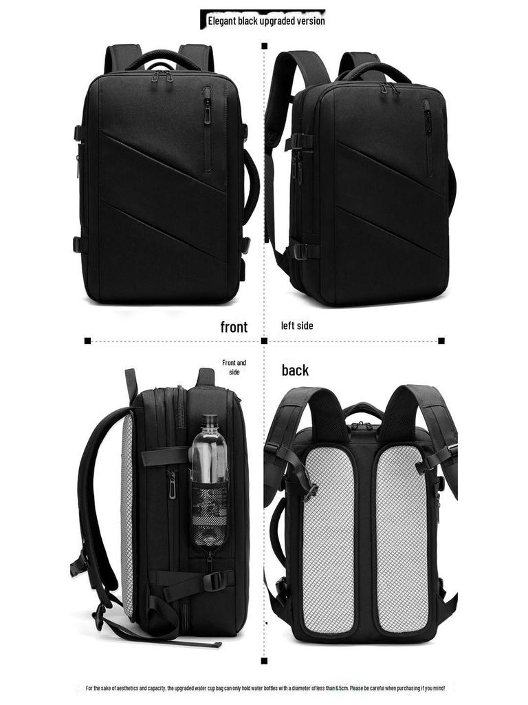 Men's Expandable Waterproof Business Travel Backpack, Large Capacity, Oxford Cloth, for Laptops.