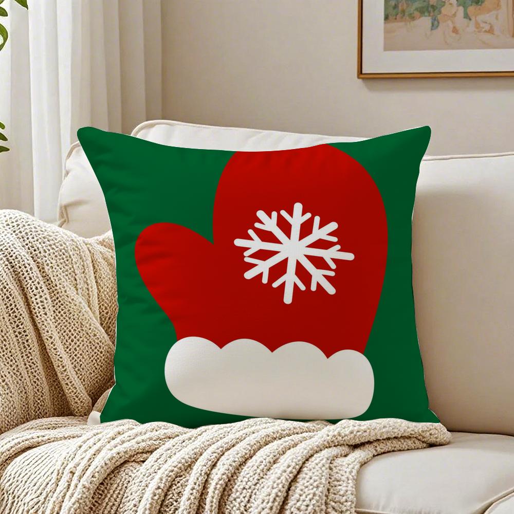 Art Festive Christmas Cushion Cover Linen Pillowcase Soft For Sofa Bed Home Room Decor