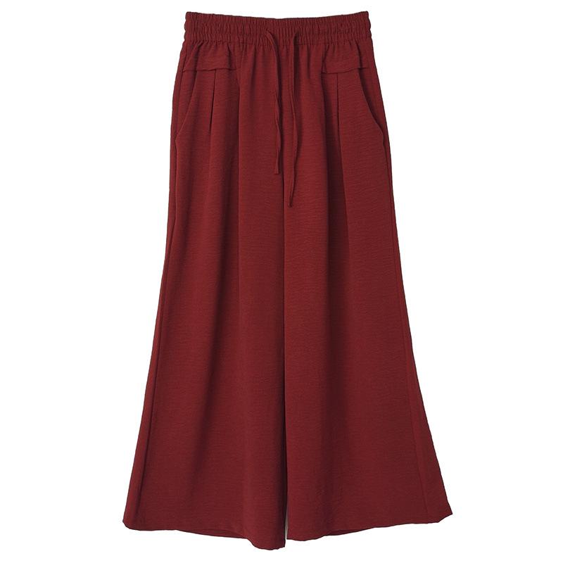 Plus Size Wide-Leg Ice Silk Culottes: Summer Women's Casual Drape Pants with Lazy Pleats