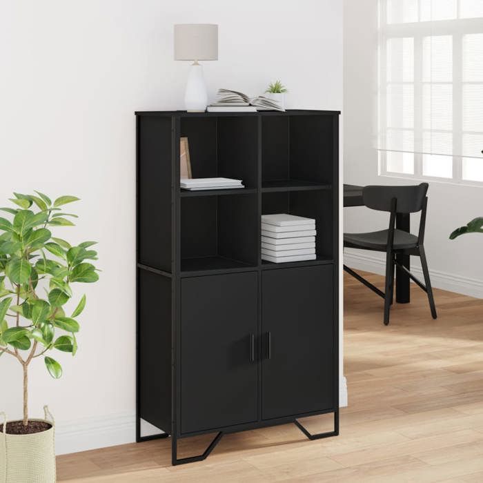VidaXL Buffet haut noir 79,5x35,5x137,5 cm bois d'ingénierie, buffet, meuble de rangement, armoire haute, armoire, armoire 3295307