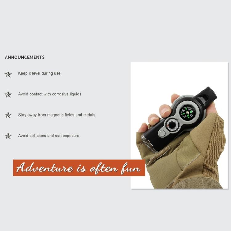 7 in 1 LED Light Whistle Thermometer Compasses Outdoor Survival Emergencies Tool