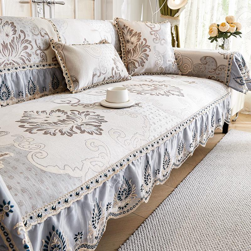 Ice Silk Sofa Cushion Summer Anti Slip European Style All Inclusive Sofa Cover Cool Mat Cushion Suitable for All Seasons