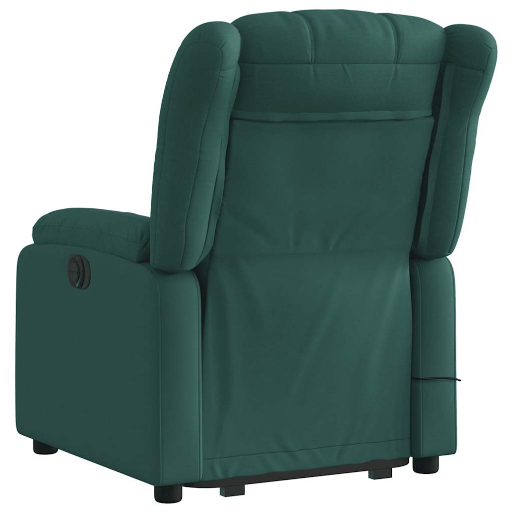 Massage Recliner with Rising Function Dark Green Fabric