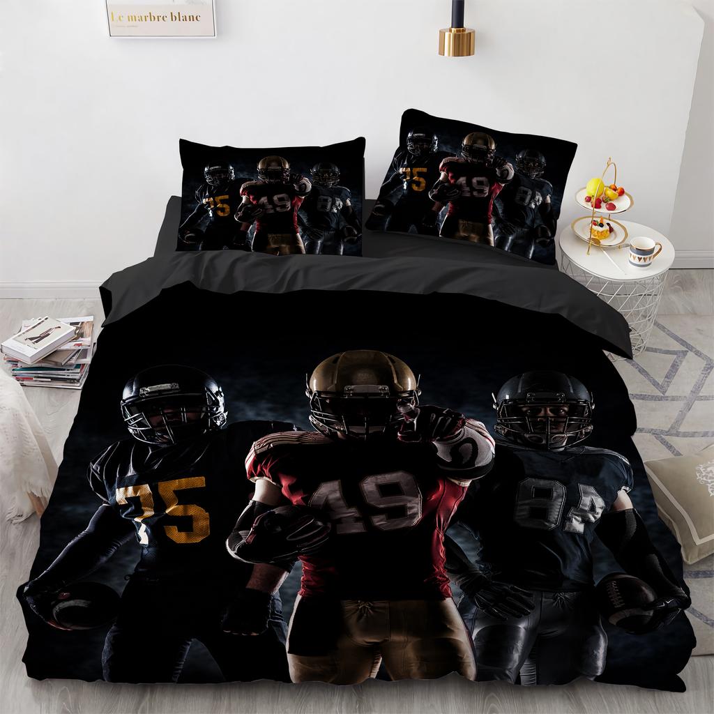 3D Print Rugby Sports Duvet Cover Set, American Football Bedding Set Queen Fashion 3pcs Comforter Microfiber Quilt Cover Double