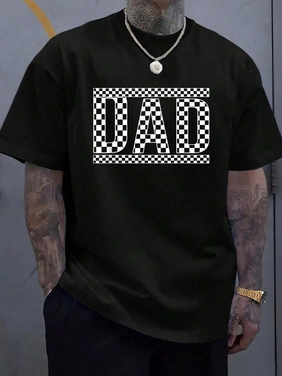 Black and White Checkered Funny Dad T-Shirt for Father s Day S разноцветный