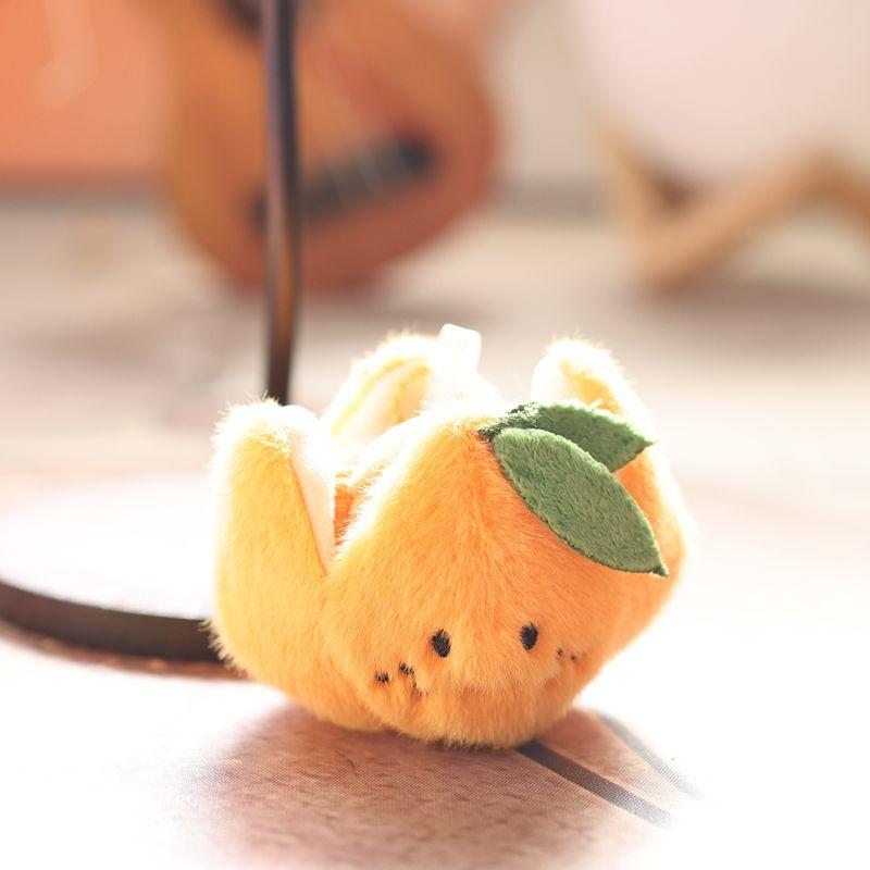 

Funny Adorable Peelable Orange Plush Key Ring Animation Design Simulated Orange Bagpack Ornamental Pendant Car Key Chain Friend Presents