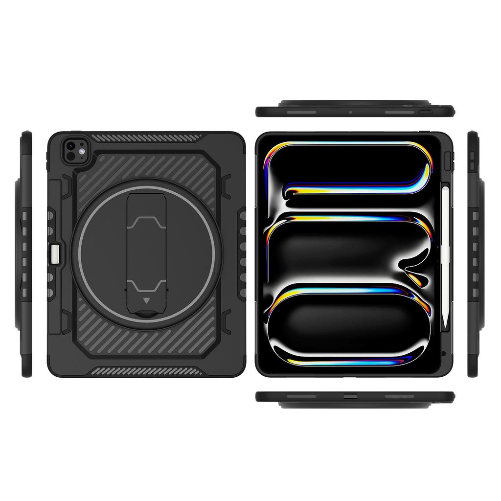 For iPad Pro 13 (2025)/13 (2024) Case Kickstand PC + TPU Shockproof Tablet Cover with Pen Slot