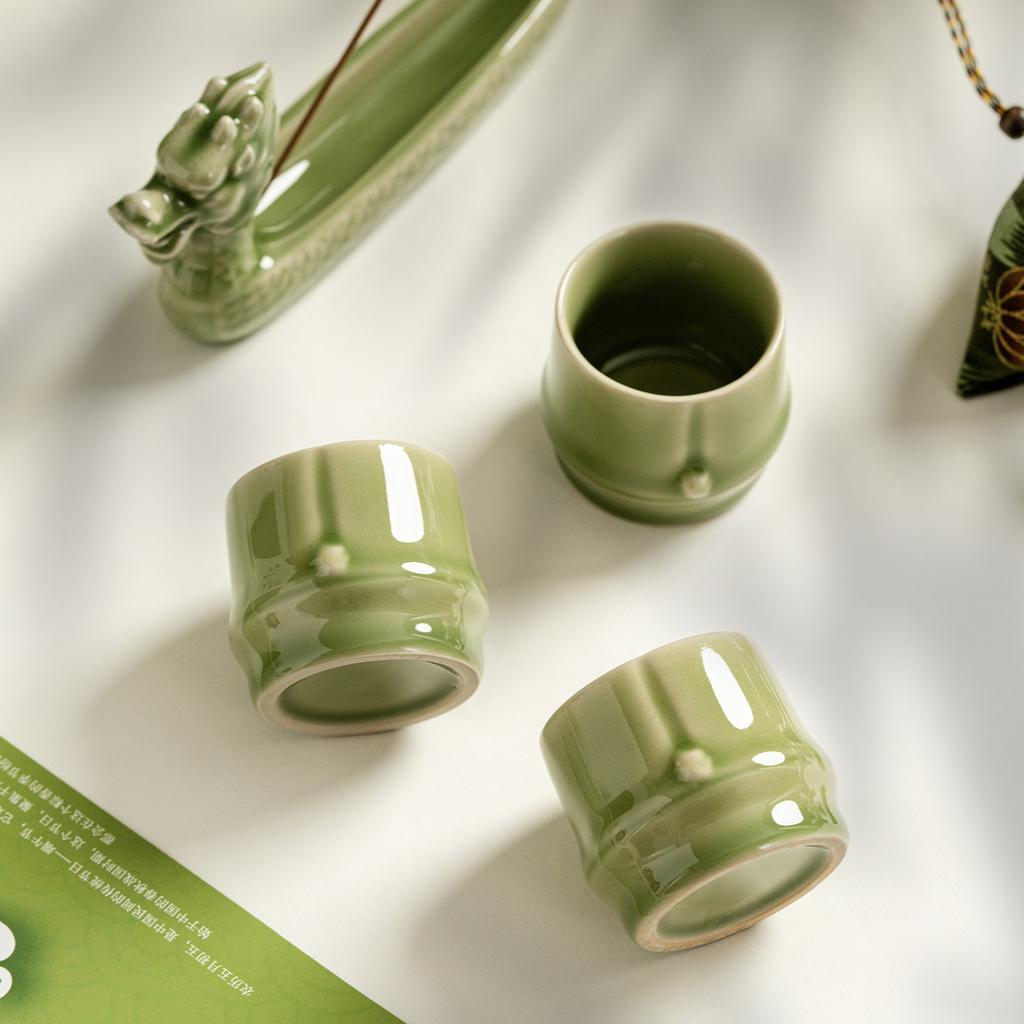 Dragon Boat Festival Gifts Celadon Master Cup Bamboo Tea Tasting Cup Single Cup High-End Teacup Teacup Kung Fu Tea Set Gift Box