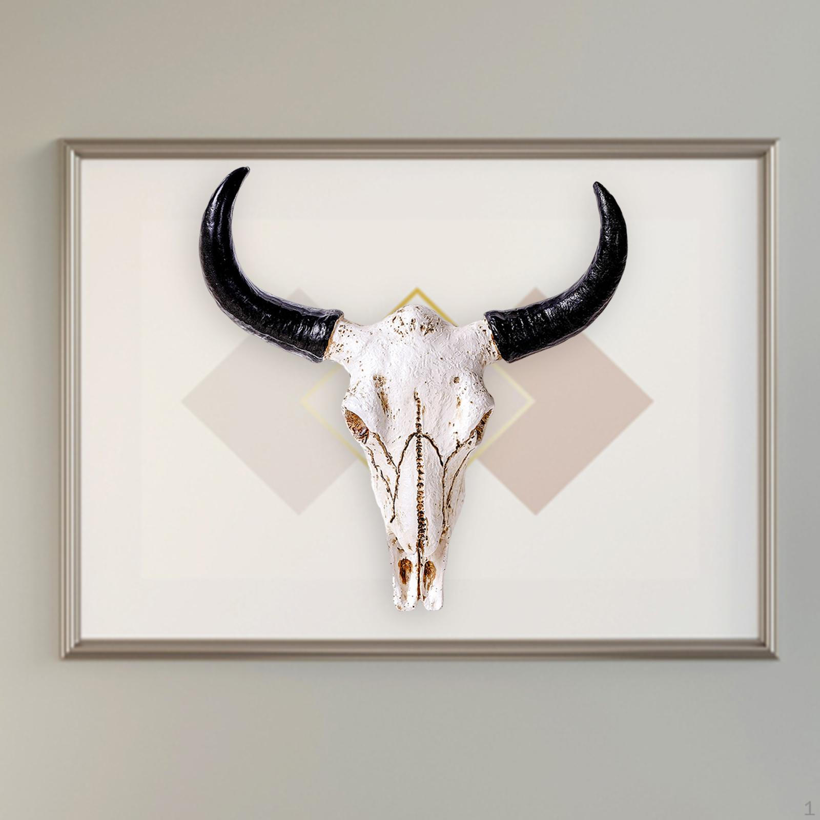 

Animal Figurine Bull Head Skeleton Statue Resin Longhorn Cow Skull Wall Sculpture Hanging Art