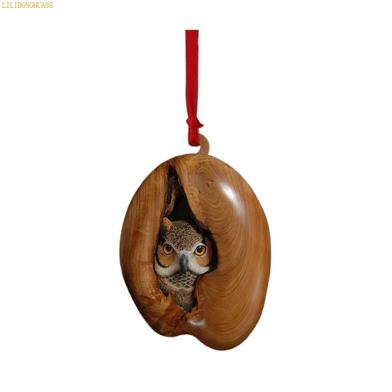 K1AE Festival Owl Styles Christmas Tree Hanging Ornament Craft of Sturdy 2D Acrylic Accessory for Home Decoration Use