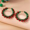 Fashion Merry Christmas Wreath Circle Hoop Earrings for Women Girls New  Party Festival Jewelry Gifts
