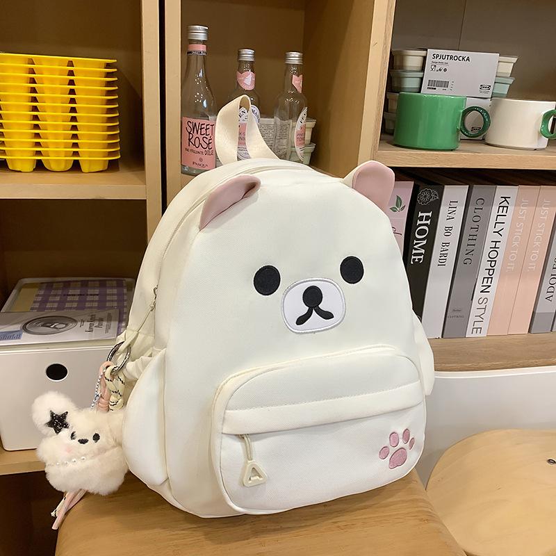 School Bag Cute Cartoon Canvas Bear Backpack Simple Light Versatile Large Capacity