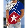 European and American Cross-border Amazon's New Summer Casual Men's Clothing 3D Digital Printing Five-pointed Star Quick-drying T-shirt