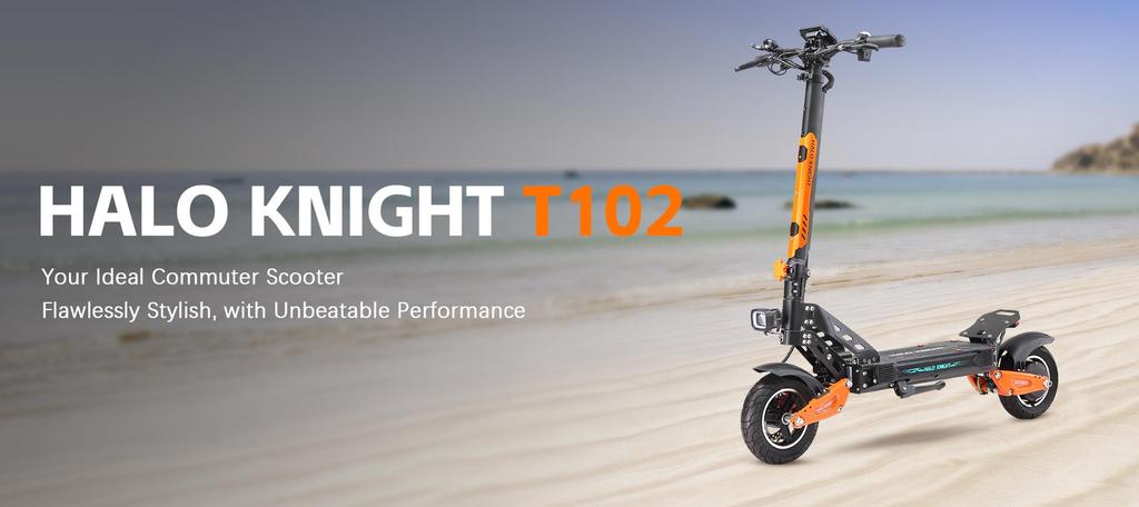 Halo Knight T102 Electric Scooter 10 Inch Tires 1200W Motor 52V21Ah Battery 50km/h Max Speed 45km Max Range Dual Suspensions