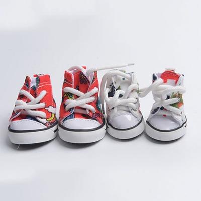 4Pcs Wear-resistant Dog Canvas Shoes Non-slip Fashion Pet Denim Boots Casual Breathable Puppy Sport Sneaker Spring and Autumn