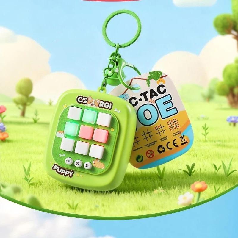 4 in 1 Electronic Tic Tac Toe Game Keychain Portable Interactive Puzzle Toy Suitable for Kids Adults All Ages