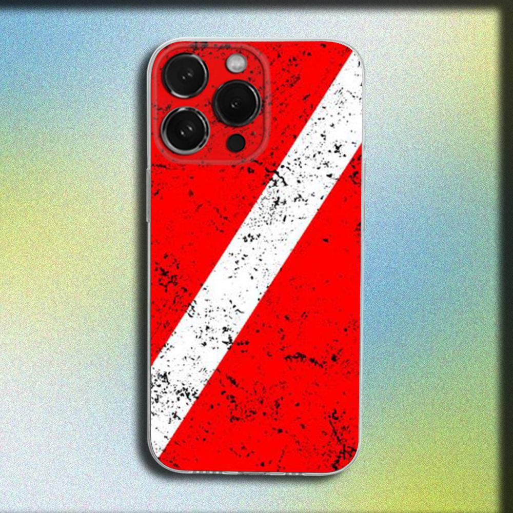

Scuba Diving Dive Flag Phone Case For iPhone 16,15,14,13,12,11 Plus,Pro,Max,XR,XS,X,Plus,SE,Mini Transparent Soft Cover iPhone16pro
