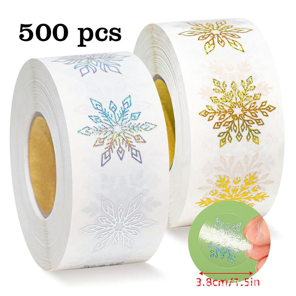 Snowflake Sticker Roll for Holiday Gift Wrapping & Greeting Cards