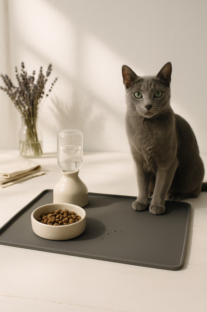 Waterproof Pet Food Mat Large Silicone Pet Bowl Pad with Raised Edges