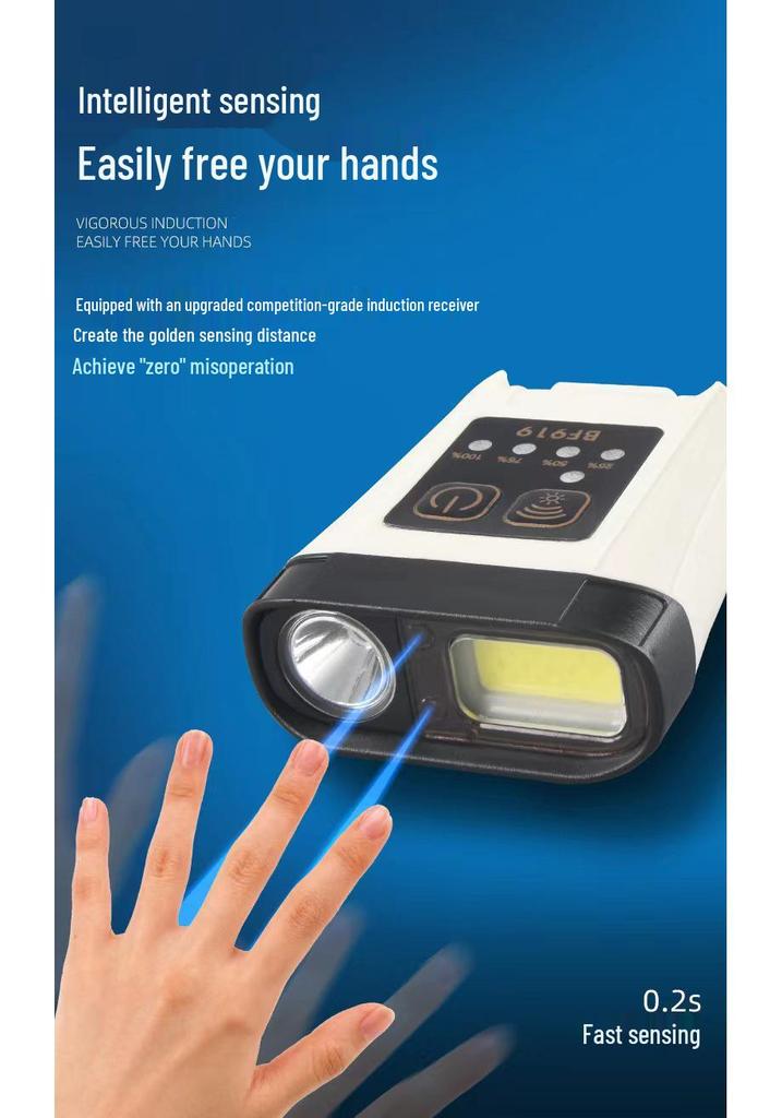 Multifunctional Induction Headlamp: Strong Long-Throw Clip-On Light for Night Fishing, Outdoor Adventures, and Cycling.