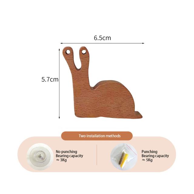 1pcs New Wooden Hook Creative Nordic Cute Animal Hook Wall Hanging Coat Hook Home Decoration Solid Wood Hook Kitchen Accessories