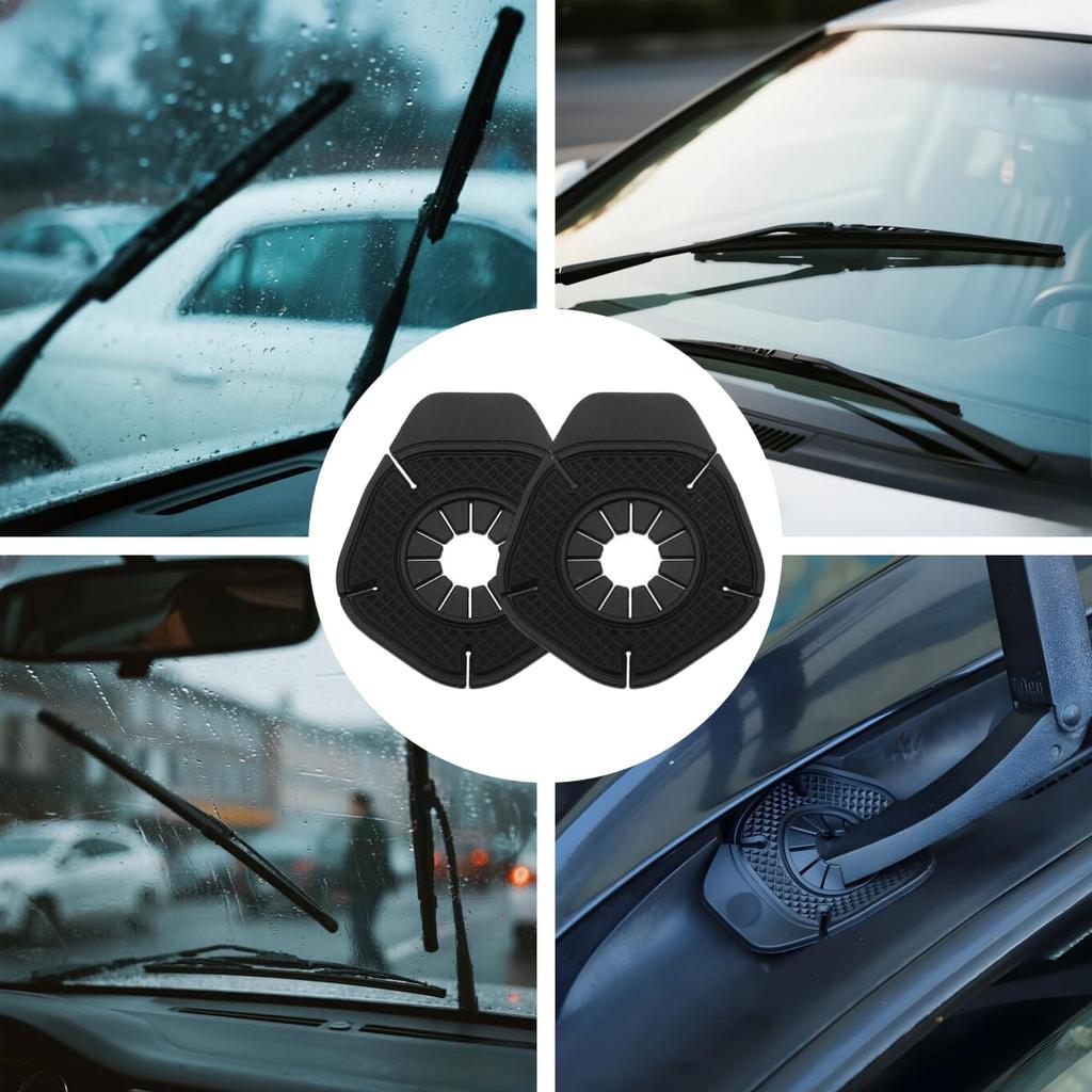 Car Wiper Hole Cover with Logo Fall Leaves Protection Pad Dustproof Car Supplies Pack of 4