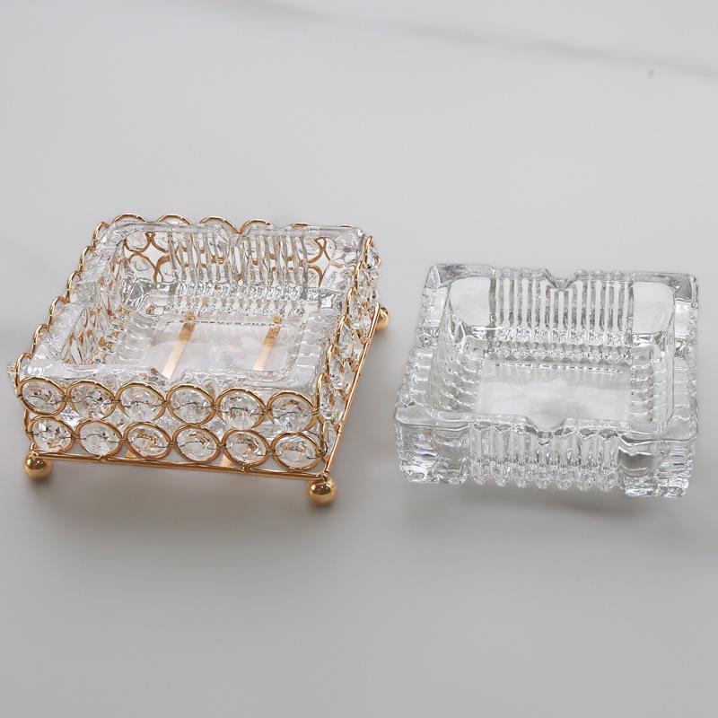 Large Crystal Glass Ashtray for Home, Office, KTV, and Hotel - Modern Luxury Design