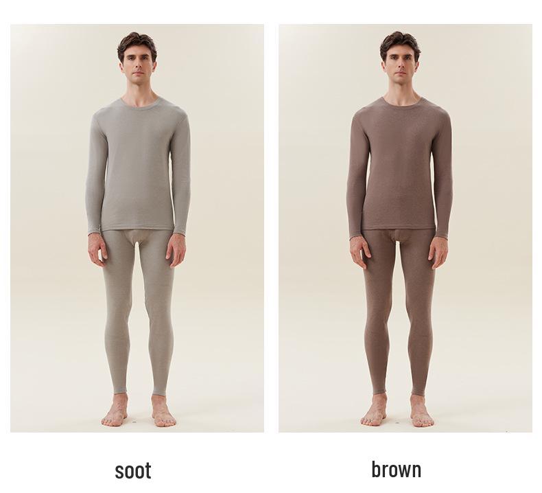 Men's Warm Cashmere Underwear Set: Autumn/Winter Flannel Base Layer with Knee Pads