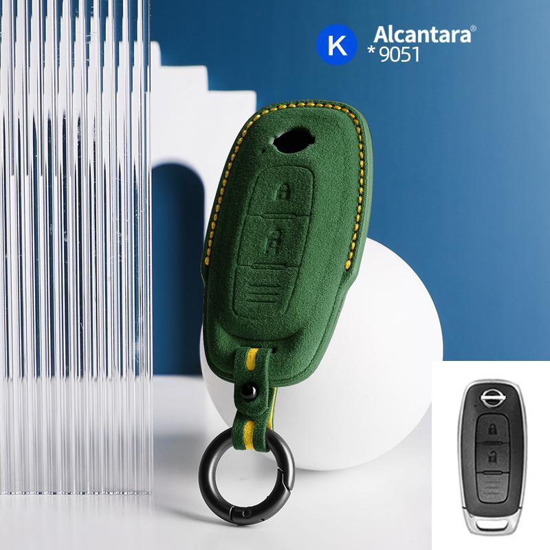 Car Key Case Cover Holder Key Buckle Alcantara For 2022-2023 Nissan X-trail T33 Qashqai J12 Teana Altima Ariya Keychain