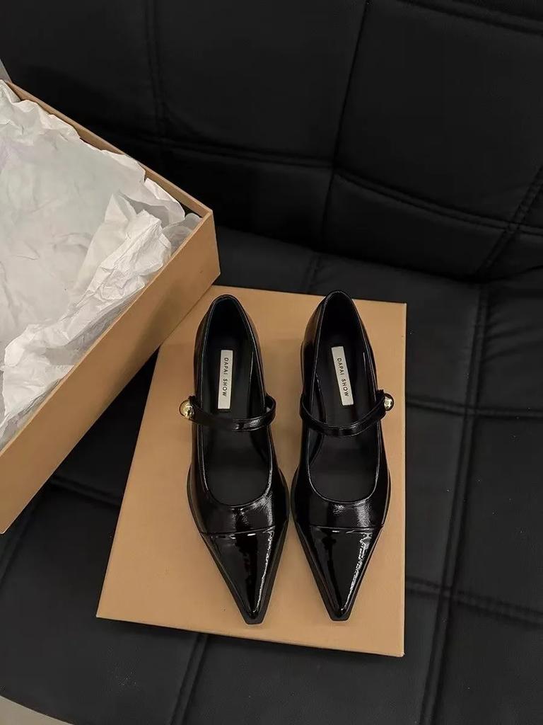 Women's High-heeled Pointy Pumps Spring New Fashion Pointed Toe Party Shoes Woman Simple Thick Heeled Ladies Thick Single Shoes