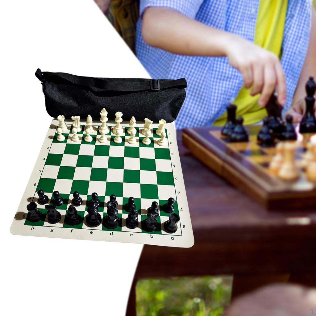 Chess Set Board and Pieces Storage Slots, Portable Travel Game for Kids Beginner