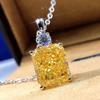 Radiant Yellow Rectangle Pendant Necklace Sparkling Accent Stone Luxury Statement Jewelry for Women