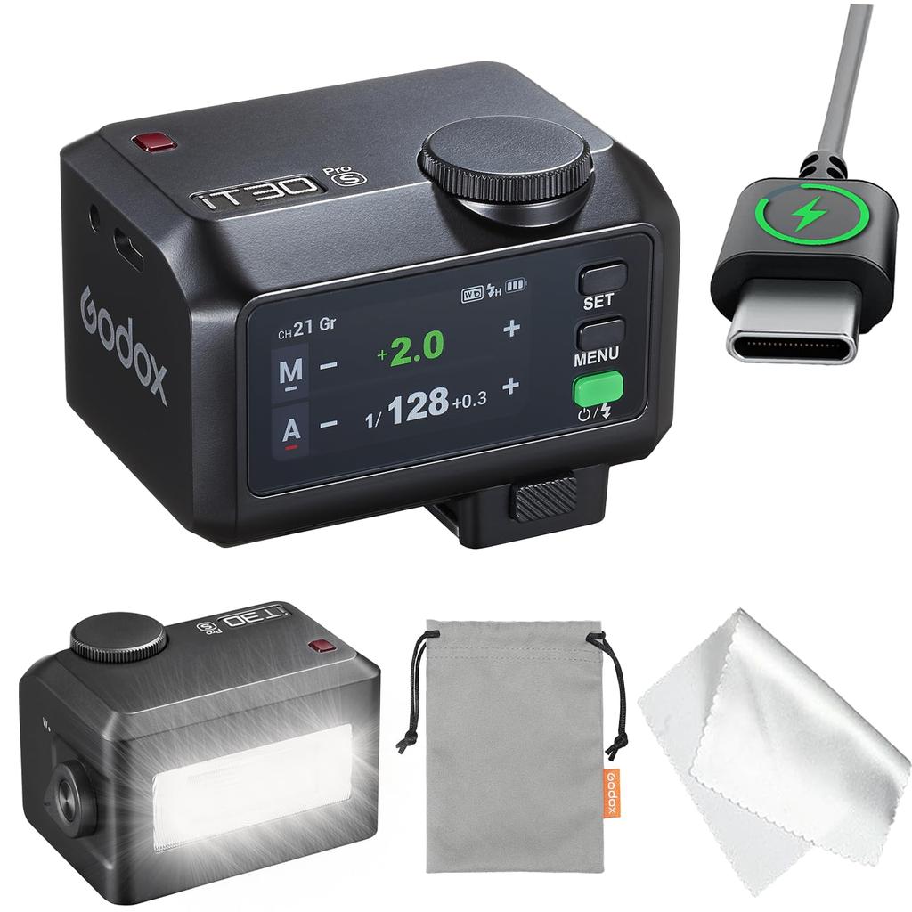 Godox iT30Pro S Camera Flash with Color LCD TTL Compact Yet 560 Full Wireless Optical GODOX IT30 PRO S for Lightweight Design Touch-Sensor Screen,