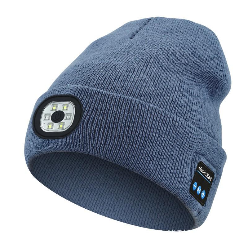 Luminous LED Headlamp Music Hat with Wireless Bluetooth Earphones for Night Running & Fishing