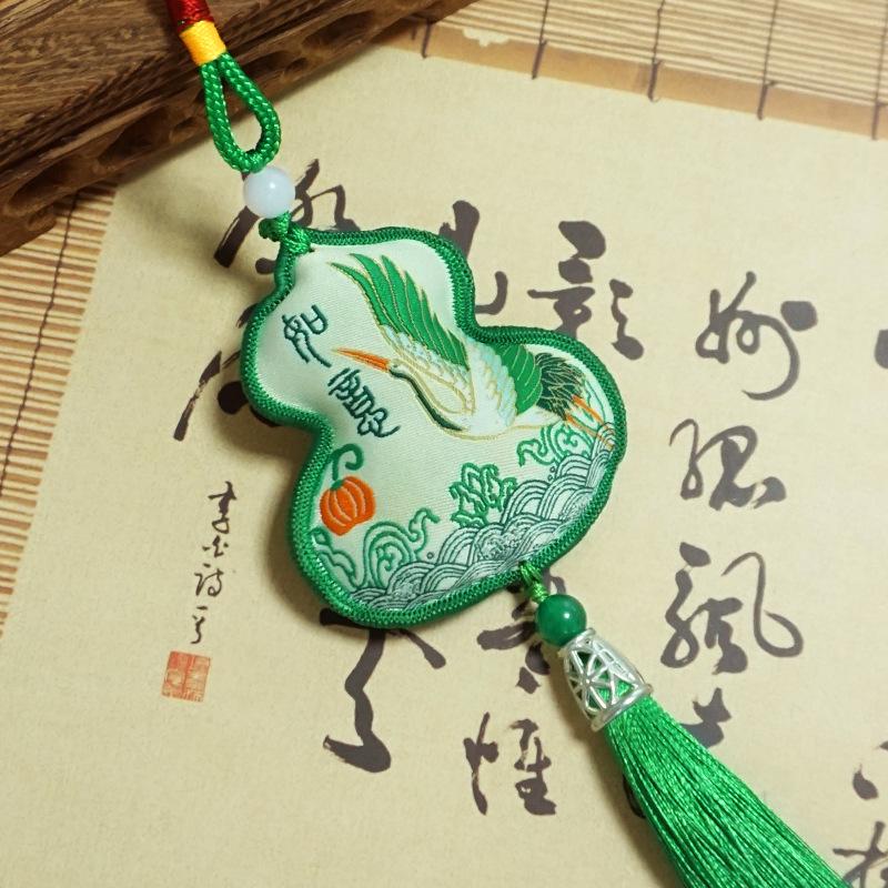 New Style Ancient Embroidery Scented Sachet with Tassels - Peace & Fortune Pendant