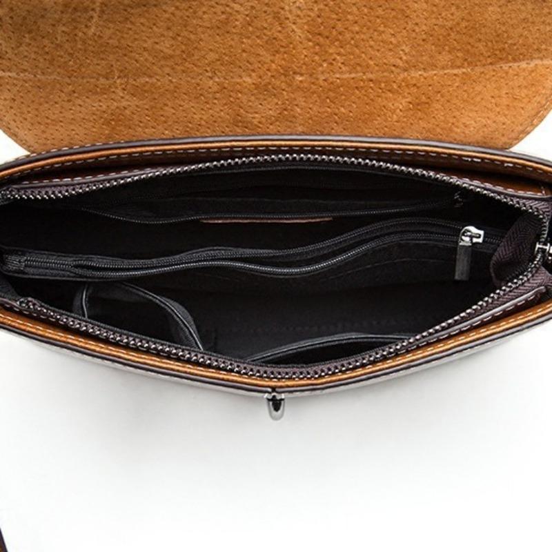 Wax Cowhide Women's Bag Fashion Women's One-shoulder Small Square Bag Genuine Leather Skew Bag