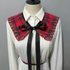 Women Plaid Scarf Cute Neck Warmer Circle Fake Collar Front Tie False Collar Woman Vintage Ruffle Detachable Collar For Women