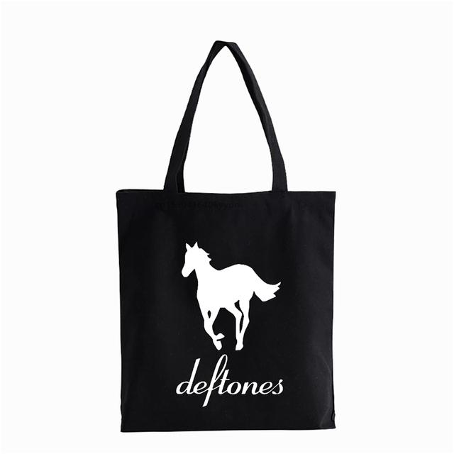 

Сумка-шоппер с логотипом Deftones, мужская сумка на плечо, эко-сумка, модная холщовая сумка с принтом Deftones Bolsas 31*36cm