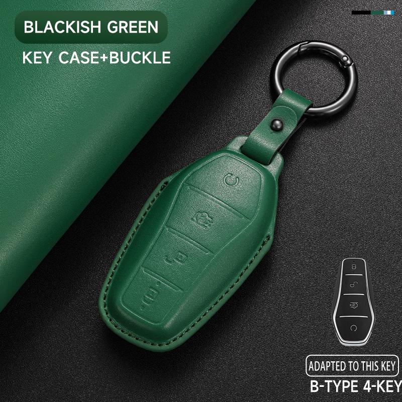 Leather Car Key Cover Case Protection Shell Keychain for BYD Tang EV600 Han EV Yuan ATTO 3 Song PLUS Pro MAX DMI Qin Dolphin